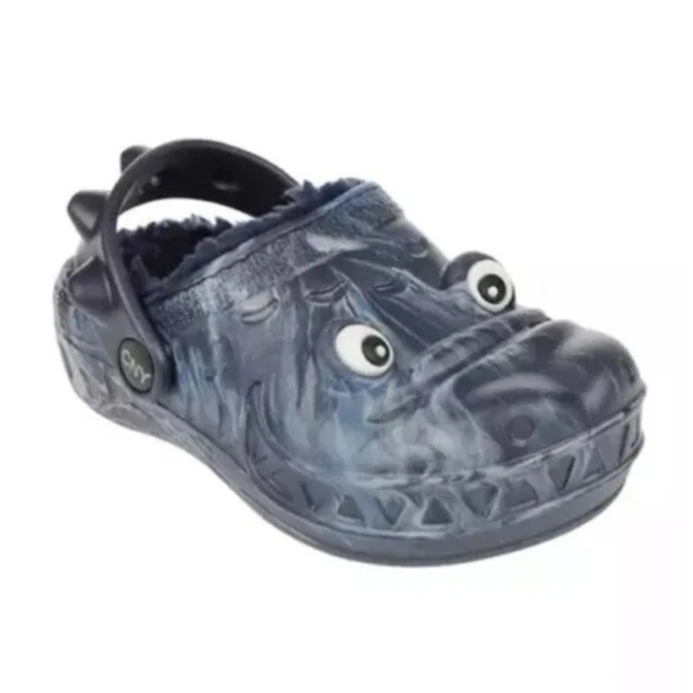 Capelli of New York Toddlers Cozy Swirt Gator Slippers in Black and Navy Sz 6-7 - Picture 5 of 7